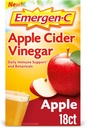 Emergen-C Apple Cider Vinegar Vitamin C Fizzy Drink Mix, 免疫サポートのためのサプリメント, アップル - 18 カウント