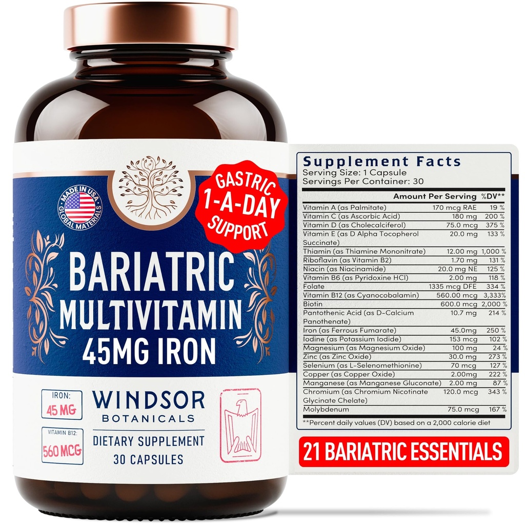 アイロン付きBariatric Multivitamin - 45mgの鉄は簡単に、女性と男性のための1日バリアトリビタミン - 胃のバイパス、胃の袖の回復ビタミンマルチビタミン - 30キャップ