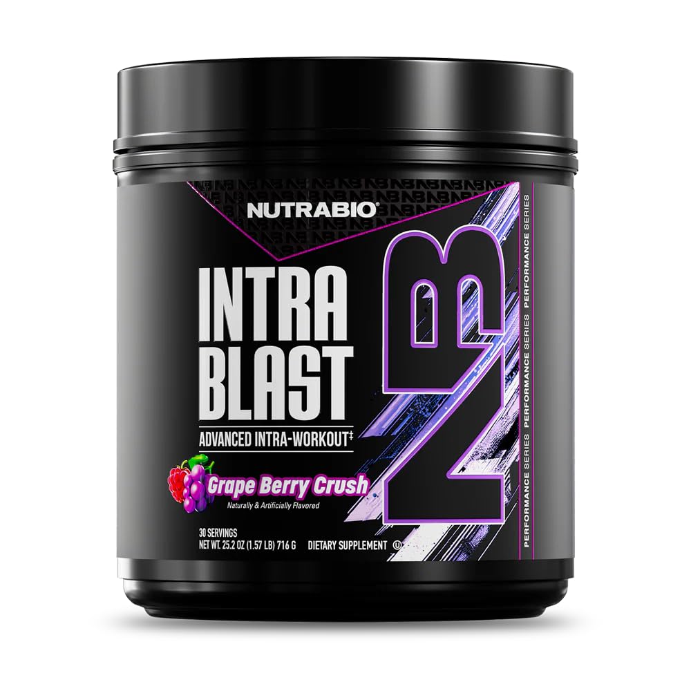 NutraBio Intra Blast Bcaaの粉のアミノ酸の補足、電解質及び水和のブレンド、Intraのプレワークアウト及び筋肉回復、20g Eaaaのアミノ酸の粉、5gグルタミン ブドウの果実のクラッシュ、30のサービング