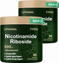 Airboy Liposomalニコチンアミドリボシド900mg、Resveratrol、NMN代替NADブースターサポートアンチエイジング、エネルギー、フォーカス - 80カプセルx 2パック