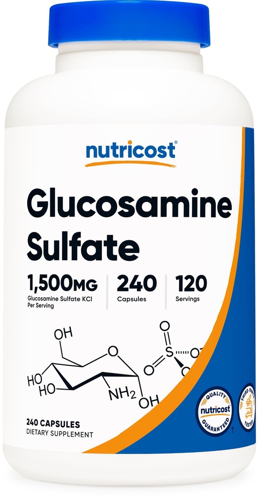 Nutricostグルコサミン硫酸塩1500mg、240カプセル-カプセルごとの750mg、グルテンフリー、非GMO