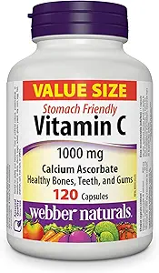 WebberナチュラルビタミンCカルシウムアスコルベート1000mg・胃フレンドリー、120カプセル