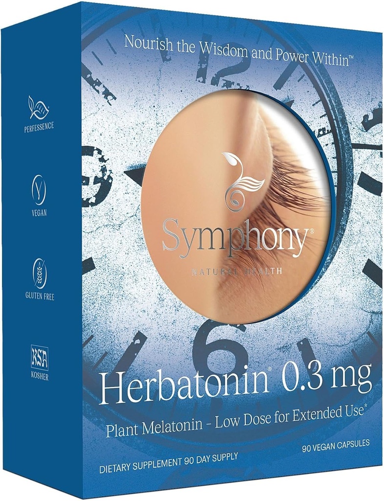 Herbatonin® 0.3 mg - 最初の植物ベースの天然メラトニンサプリメント(Phyto-Melatonin) - 低用量睡眠補助金、Circadian Rhythm&Cellular Health - 90カプセル(90日の供給)
