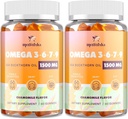Omega-7海のBuckthornオイルグミ、Omega 3 6 7 女性、亜麻仁油、ビタミンE、A&プロバイオティクス - 皮膚、目&乾燥、カモミール風味 - 120グミ