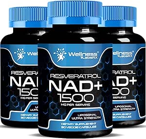 ウェルネス LABSRX NAD の補足、1500mg - Liposomal NAD+ Resveratrol、NAD Plus Boosting - サポートセルラーヘルス&ヘルシーエイジング - ウルトラ強度カプセル、米国製 - 3パック
