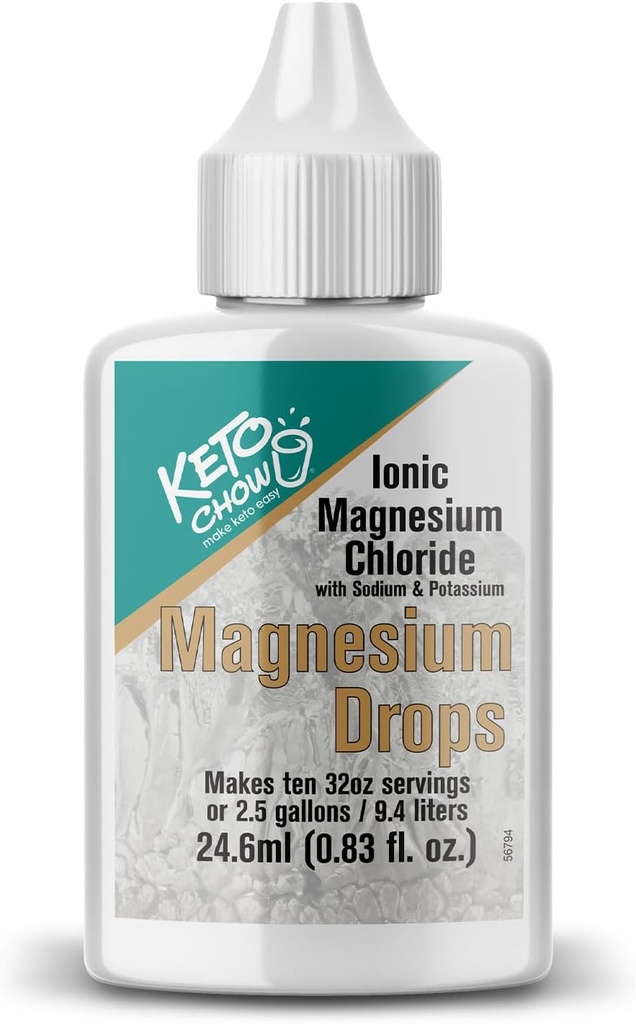 Keto Chow Ionic Magnesium Chloride Supplement Drops | Provides Magnesium, Eletrolytes & Trace Minerals The Body Needs | Sourced from Utah's Great Salt Lake | On The Go Container | 24ml Pocket Flask