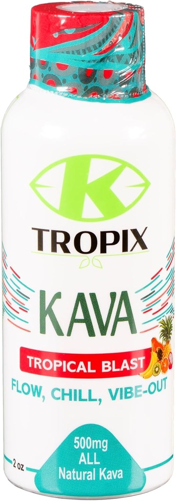 K-Tropixカバショットトロピカルブラスト - 500mgウェルネスショットでリラックスを促進し、心配を減らす - カバドリンク - 心配、緊張、疲労回復サプリメント - 1パック