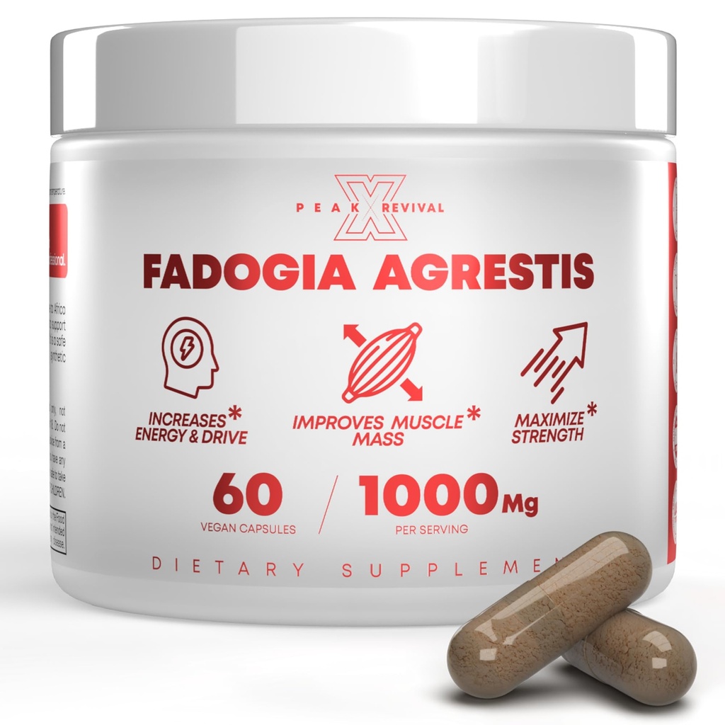 Fadogia Agrestis 1000mg/サービングサプリメント - エネルギー、アスレチックパフォーマンス、マッスルマスを増加させる強力な抽出物 - サプリメント、米国製(60カプセル)