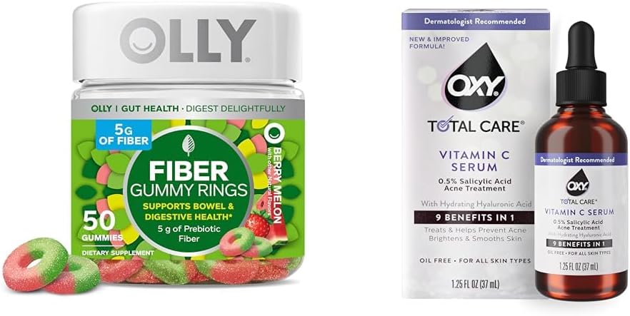 OLLY繊維のGummyリング50ct + Digestiveサポート、より明確な皮のための酸素の総心配のHydratingのビタミンCの血清