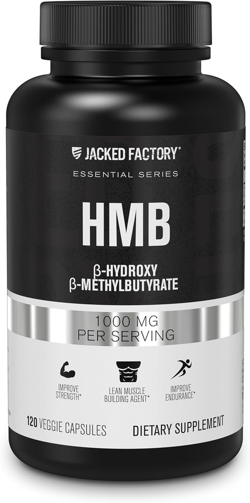 ジャック工場エッセンシャル HMB カプセル - リーン筋肉の成長のための HMB サプリメント, カロリーデフィシス中に筋肉の故障を防ぎます, & 筋肉の回復を強化 - 120 野菜カプセル