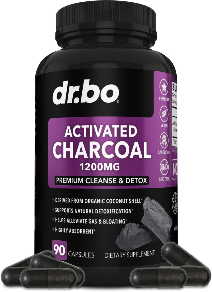 活動化させた炭カプセルの清潔なDetox - 1200mgのStomachのガスのための有機性ココナッツ木炭の丸薬および人の女性のための膨脹の救助 - 活動的なカプセルの粉のつなぎはGutのための補足を活動化させました