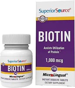 優秀な源のBiotin 1000のmcg。舌の速い分解のMicroLingualのタブレット、100の計算、サポート健康な毛、皮および釘の成長の助けサポート エネルギー代謝、非GMO