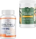 Urolithin A Supplement 1500MG Plus Brown Rice Protein + Super Greens Powder Superfood Supplement with Electrolytes & Tonic Herbs