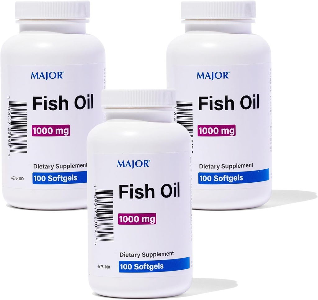 MAJOR Omega-3の魚油-魚油の補足1000mg - 100 Softgels (3パック)
