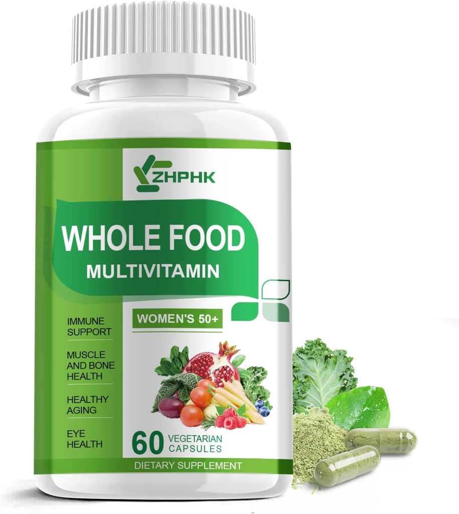 女性のためのMultivitamin 50以上、全食糧Multivitaminsの鉱物の有機物はエネルギー サポート、栄養物の毛、皮、釘の健康、60のカプセルのための女性の50+ Multivitaminを抽出します