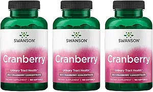 スワンソンクランベリー - 尿路の健康をサポート, 膀胱制御 & 健康な腎臓機能を促進する - 20:1クランベリージュース濃縮物で作られたサプリメント - (180 Softgels) 3パック