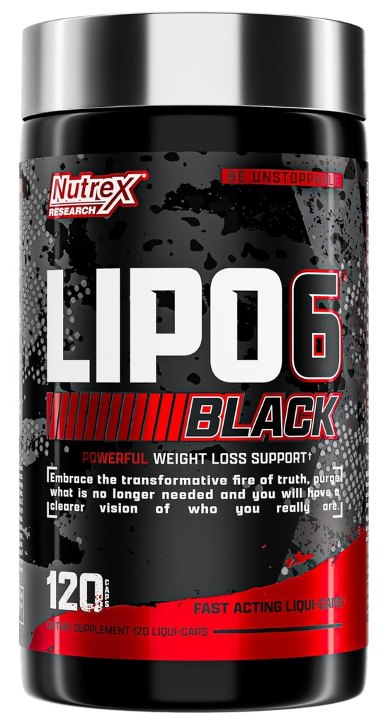 Nutrex Lipo-6の黒の最高の強さの脂肪バーナー-速い代理エネルギー、減量の食事療法の丸薬– Appetiteの抑制剤、Metabolismブースター- 120のカプセル
