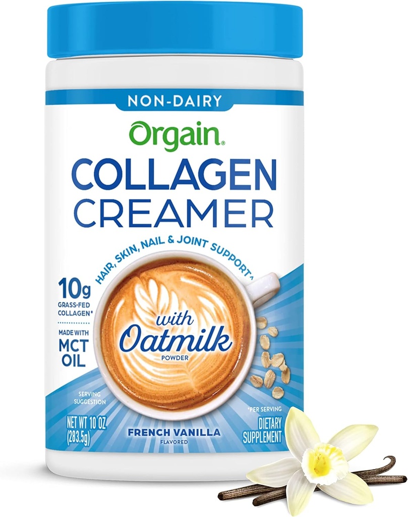 OrgainのCollaagenのコーヒー クリーム、10gの草によって供給される加水分解されたコラーゲンのペプチッド、フランスVanilla -有機性オートミールの粉、ココナッツ油、MCTオイル、Avocadoオイル、毛、皮、釘および接合箇所サポート- 10ozを使って