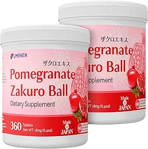 Umeken Pomegranateの球、自然なビタミン、鉱物、Cittricの酸及びタンニン、女性のための日本のPomegranateの補足、4か月の供給、360の計算のびん、2のパック