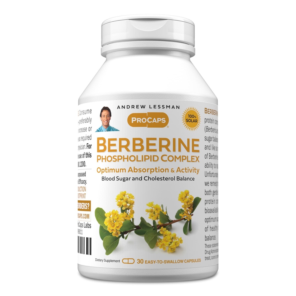 ANDREW LESSMAN Berberine Phospholipid Complex 30 カプセル - Barberry Root エキス. カプセルを飲みやすい小型
