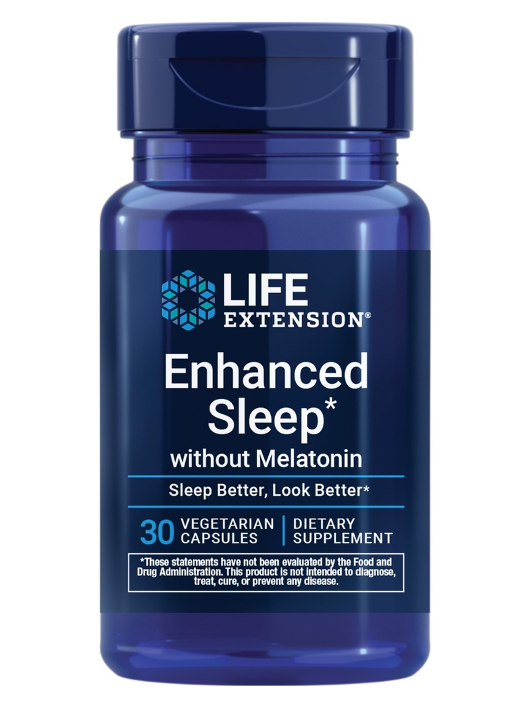生命延長はMelatonin、ashwagandha、amla、Caseinのミルクのペプチッド、睡眠及び圧力サポート、グルテンフリー、非GMO、ベジタリアン、30カプセルのためのメラトニンなしの補足なしで眠り高めました