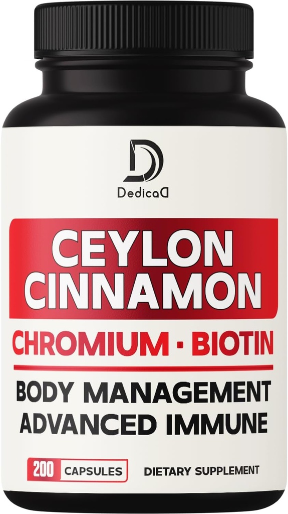 13in1 Ceylon Cinnamon Capsules - 200 Capsules with Chromium Picolinate, Biotin, Grape Seed, Elderberry & More