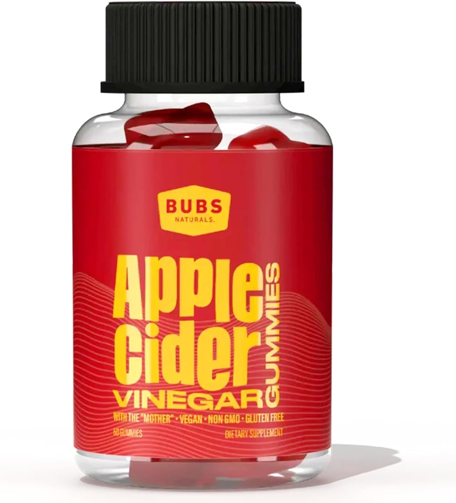 BUBSナチュラルズアップルサイダーバインガーは、母親とグミ、すべての天然ビーガンACVガミービタミン、サポートデトックス、ビタミンBと消化&エネルギーブースター、60カウント