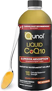 Qunol CoQ10の液体の補足100mgの優秀な吸収、Coenzyme Q10の自然な形態、中心の健康、オレンジ パイナップルの味付けされた、90のサービング、30.4のozのびんのための酸化防止剤