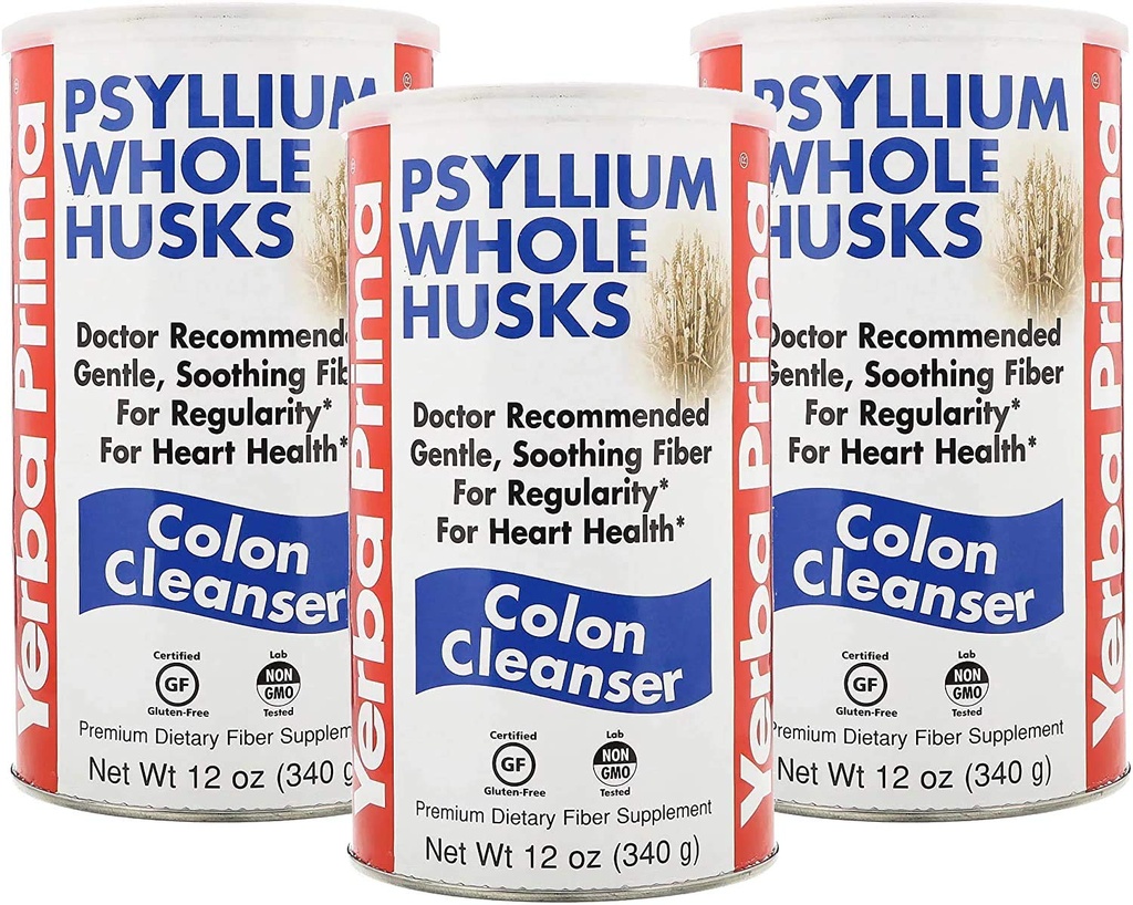 Yerba Prima の syllium の腰, 12 の ウンス (パック 3) - 規則性のための全殻繊維の補足, コロンクレンジング, 腸の健康のための自然なサポート, 非 GMO, グルテンフリー, 完全菜食主義者の, 甘味料なし