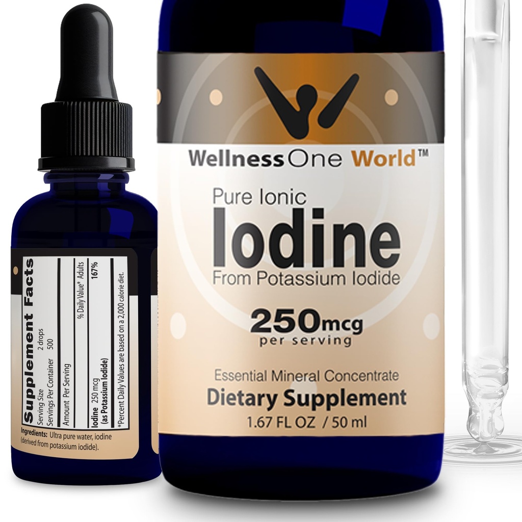 WellnessOneの甲状腺サポートのためのヨウ素の低下-カリウムのヨウ素からの速い代理の液体のヨウ素の補足-免疫及び認知のために大きい及び鉄の吸収を最大にして下さい- 1.67のflのoz