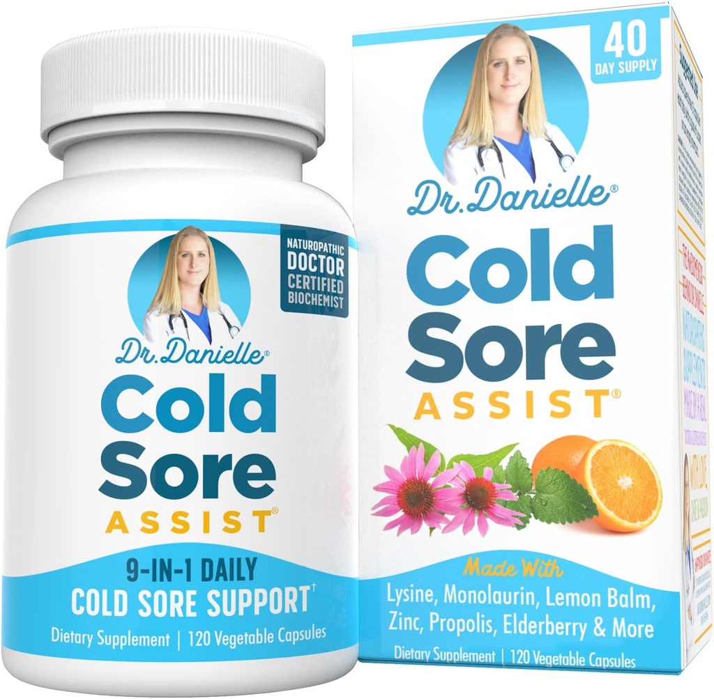 リジンとレモンバームのベストコールドソアサプリメント - Dr. Danielle Cold Sore Assist - 120カプセル