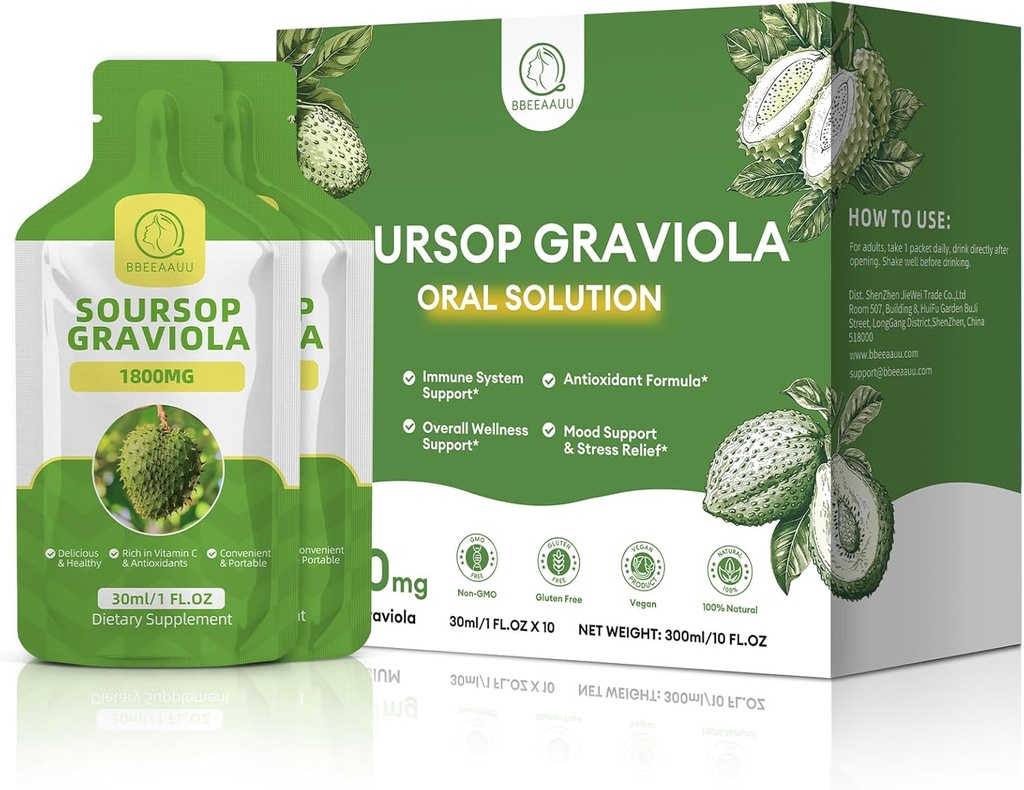 Soursop Graviolaの口頭液体10 FL.OZの女性の及び人、細胞*の再生、免疫及び酸化防止サポート、パイナップルの味のための新しいグラビオラのフルーツのエキスのための高い吸収のサソップのビターの飲み物