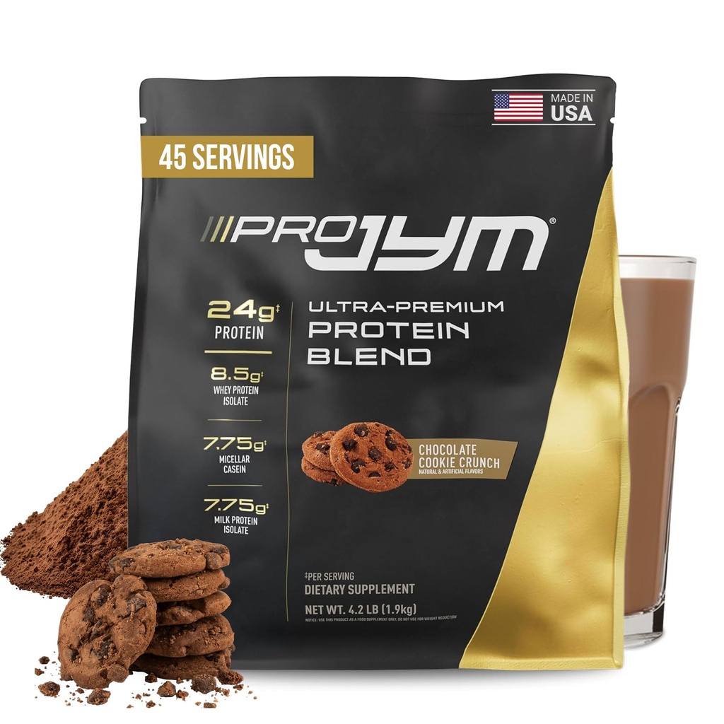 Pro JYM チョコレートクッキー クランチプロテインパウダー - 乳液プロテイン、カゼイン、ミルクプロテイン、男性と女性のためのリーンマッスルビルディング、JYM サプリメントサイエンス、45 サービング