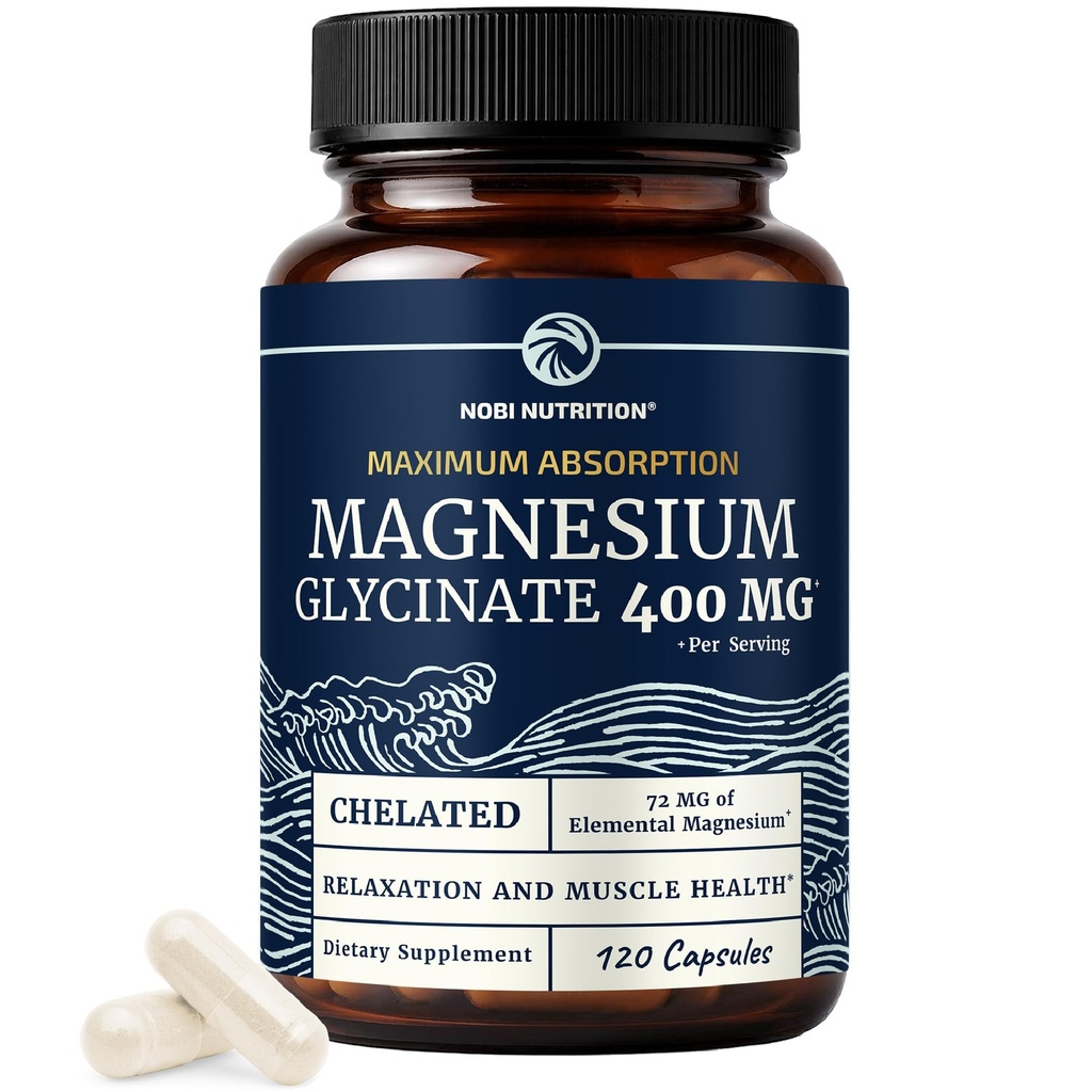 マグネシウム グリシナート 400mg | 睡眠、カルム、筋肉の弛緩、心、骨及び女性及び人のためのNerveサポート | ケラトマグネシウム グリシネートの補足 | 120 Ct (2か月の供給)