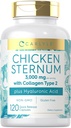 カルライルチキンスタンム軟骨コラーゲンカプセル | タイプII 3000mg | 120Pills | ヒアルロン酸配合 | 非GMO、グルテンフリー