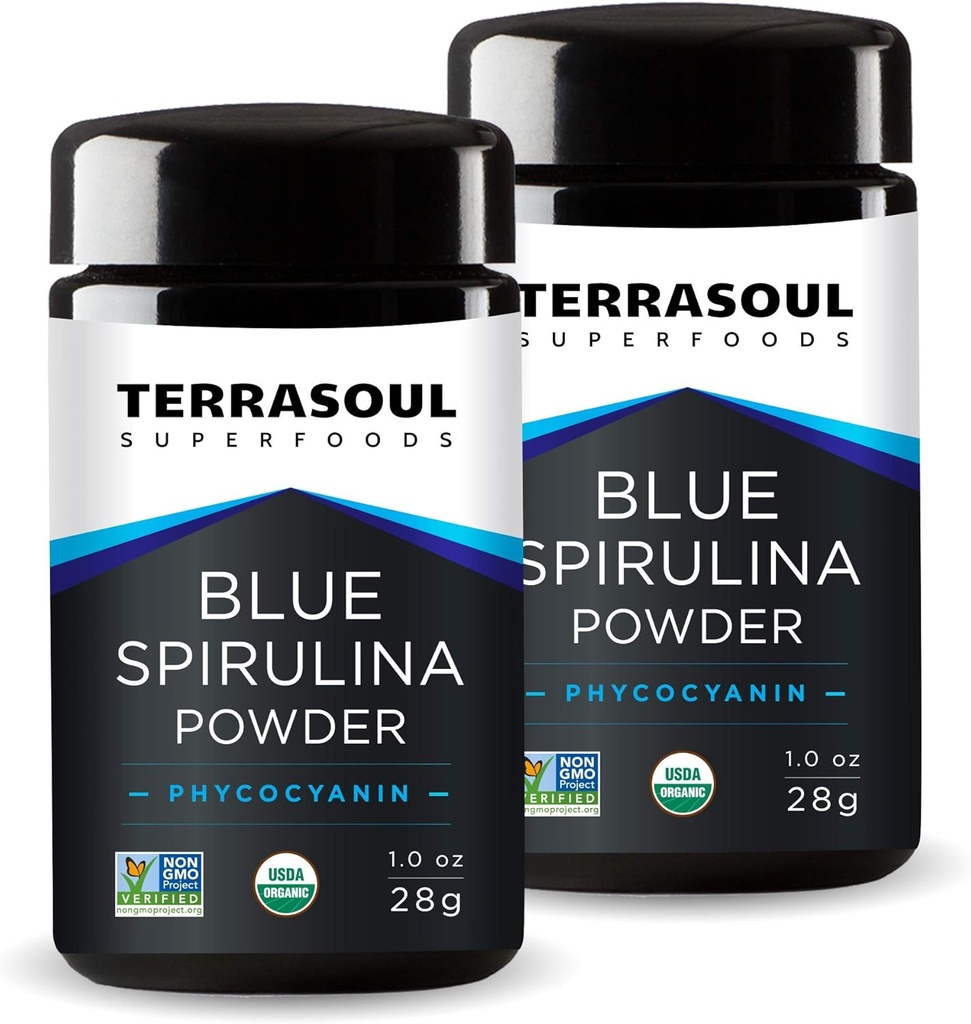 Terrasoulスーパーフードオーガニックブルースピルリナパウダー(ミロングラスジャー) : 2 Oz (2パック)