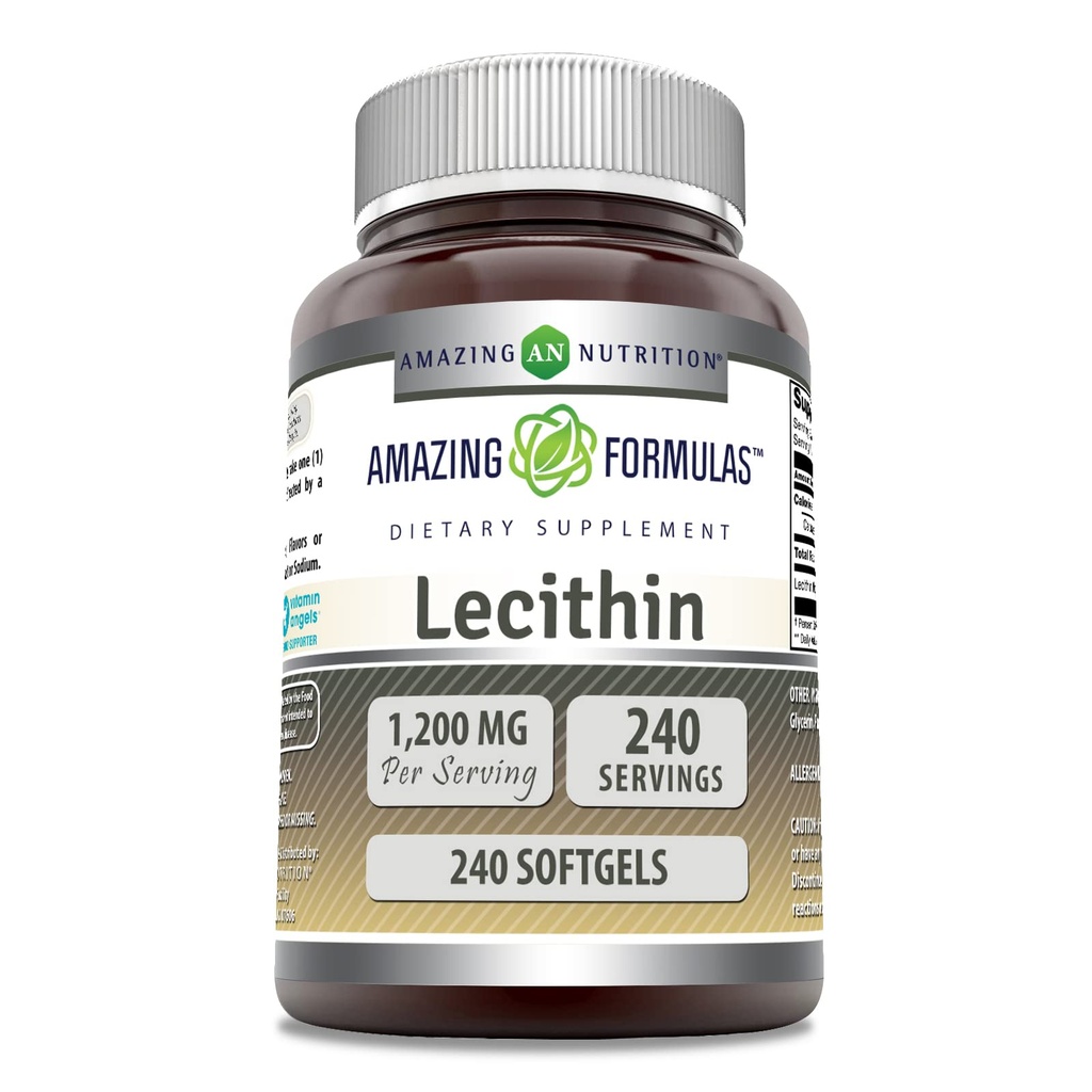 アメイジングフォーミュラレシチン 1200 Mg | ソフトゲル サプリメント | ノンGMO | グルテンフリー | アメリカ製(1パック | 240 カウント)