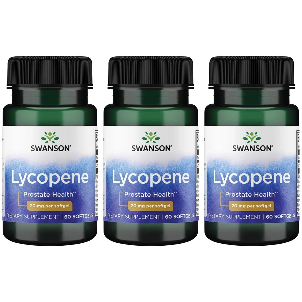 Swanson Lycopene - 前立腺の健康、心の健康、および正常な範囲内の血圧を支える自然な補足-人の健康の補足- (60 Softgels) 3パック