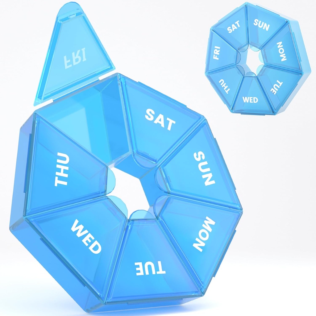 週刊ピルオーガナイザー、2パックポータブルピルボックス薬箱ケース6色(セブンデー)ビタミン/魚油/錠剤/サプリメント - 関節炎フレンドリー(青)の新しい版