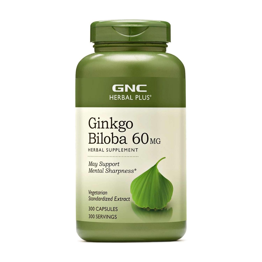 GNCの草のプラスのGinkgoのBiloba 60mgの補足、ベジタリアン、サポート精神的な鋭さ、300のサービング
