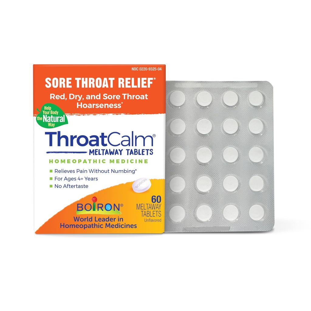 Boiron ThroatCalmは、赤、乾燥、スクラッチ、ソアの喉と粗さから痛みの軽減のためのタブレット - 60カウント