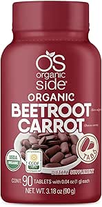 | Beetroot & Carrot Tablets | 100% Pure Organic | 90 Count | 1,120 mg | USDA Certified | Non-GMO, Plant-Based for Heart Health & Energy Boost