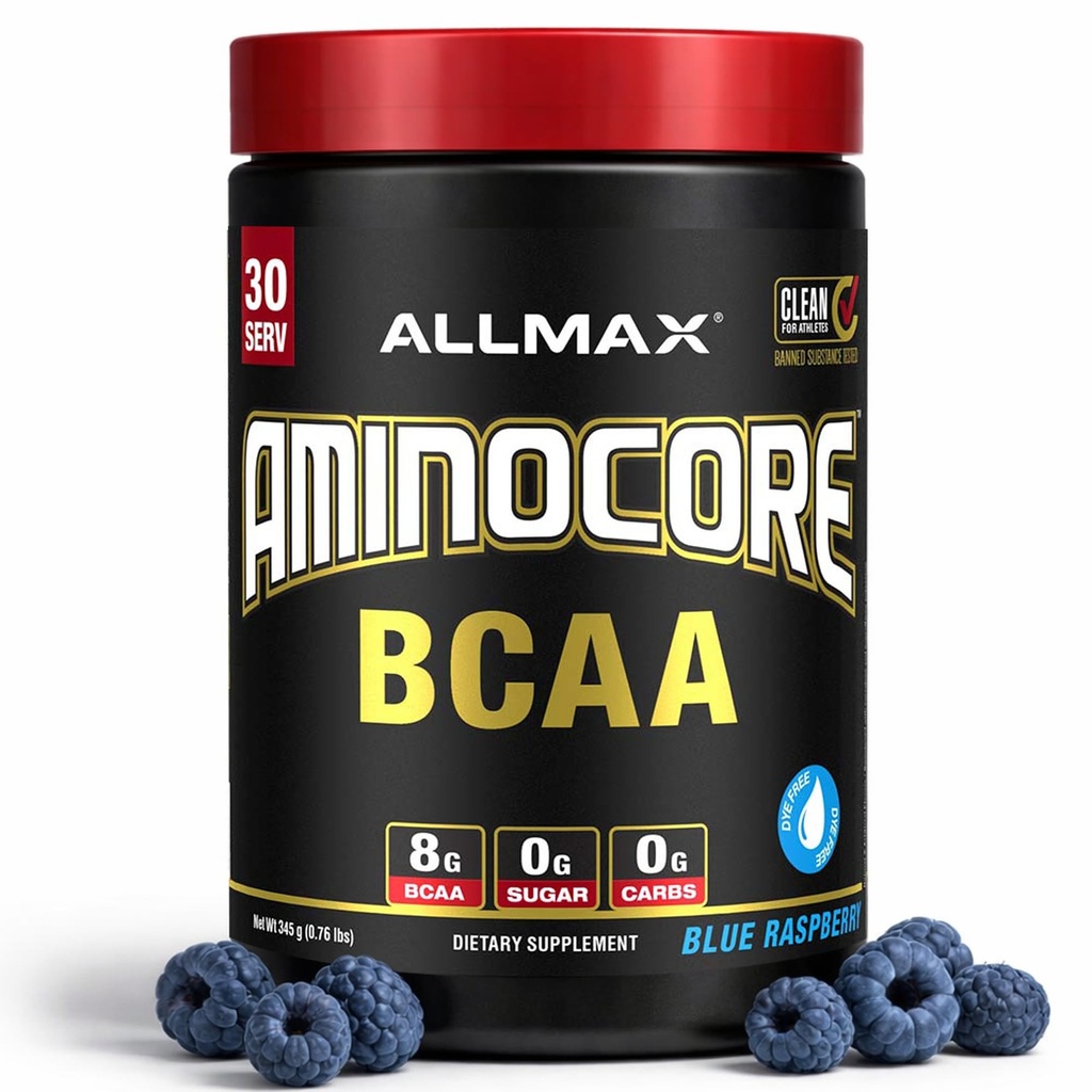ALLMAX栄養アミノコアBCAA - 8G BCAA - 100%純粋なブランチチェーンアミノ酸 - グルテンフリー - ブルーラズベリー - 315グラム