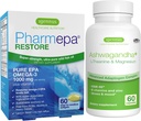 Igennus Pharmepa Restore + Ashwagandha + L-テアニン&マグネシウムバンドル、1000mg純粋なEPA Omega-3フィッシュオイル+ 600mg KSM-66アシュワガンダ亜鉛&Bビタミン、気分&ストレスサポートを備えたアダプトゲンコンプレックス