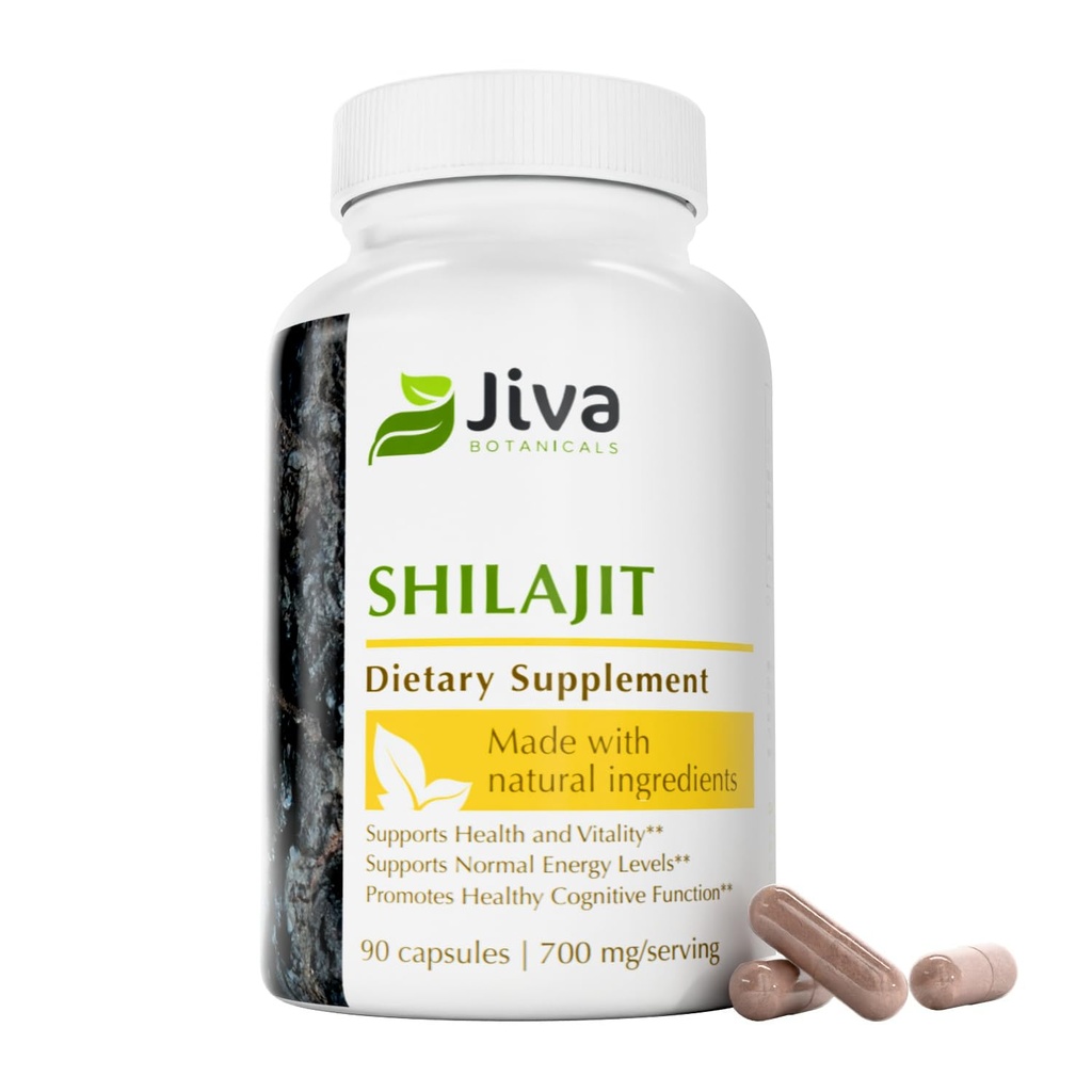 ジヴァ植物性シラジットカプセル700mg - ハルビック酸とシラジットエキス - 男性と女性のためのシラジットサプリメント - 90毎日のウェルネスのためのビーガンカプセル - 90カウント(パッケージ1)