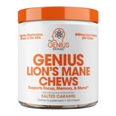 Genius Lion's Mane Soft Chews サプリメント - 焦点、明快さ、記憶、エネルギー、脳の健康サポートのための向知的なキノコ - 塩キャラメル風味