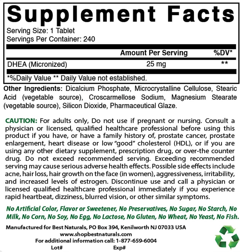 Best Naturals DHEA 100mg & COQ10 100 mg