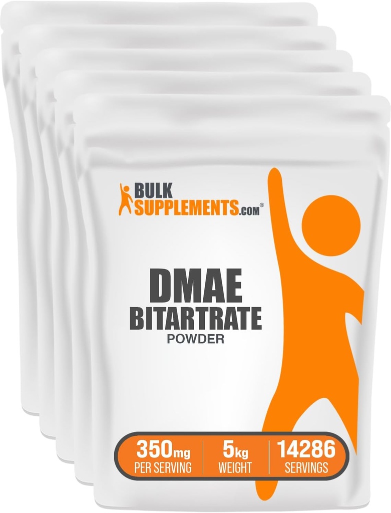 BulkSupplements.com DMAE Bitartrateパウダー - ジメチルアミノエタノールBitartrate、DMAEサプリメント - Unflavored&Gluten無料、1回の給餌あたり350mg、1kg(2.2ポンド)(5のパック)
