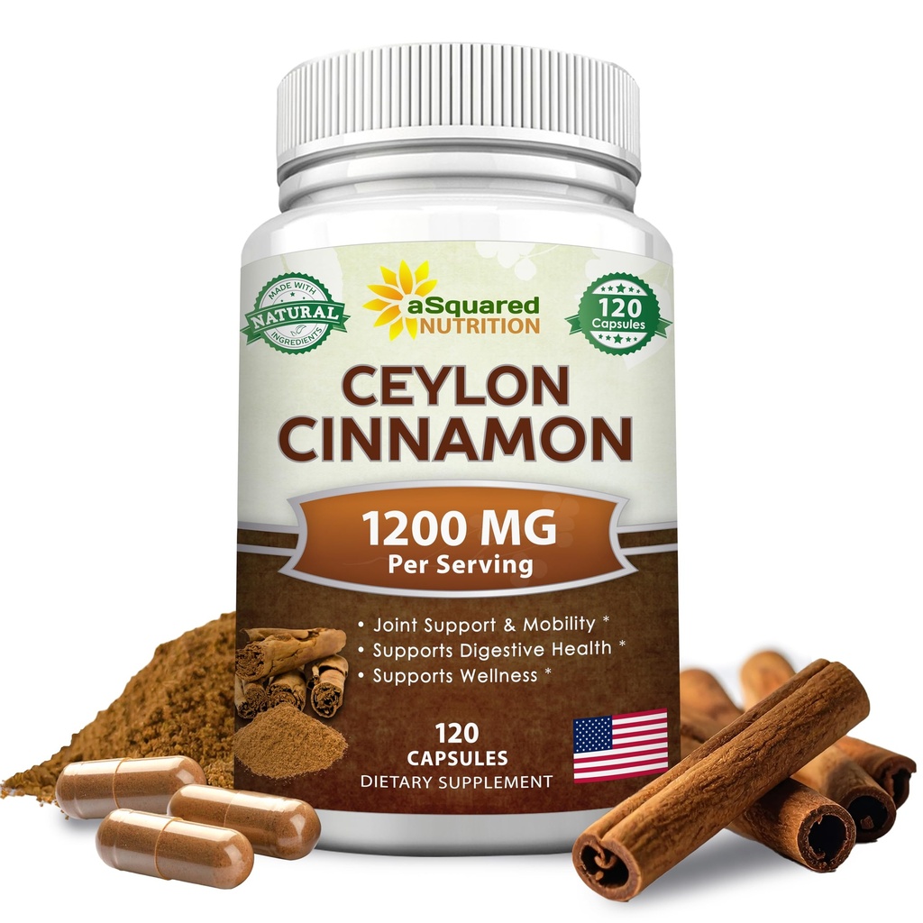 自然なCeylonのシナモン1200mg - 120のカプセル、スリランカからの真のシナモン、エキスの補足の丸薬は中心の健康を促進します