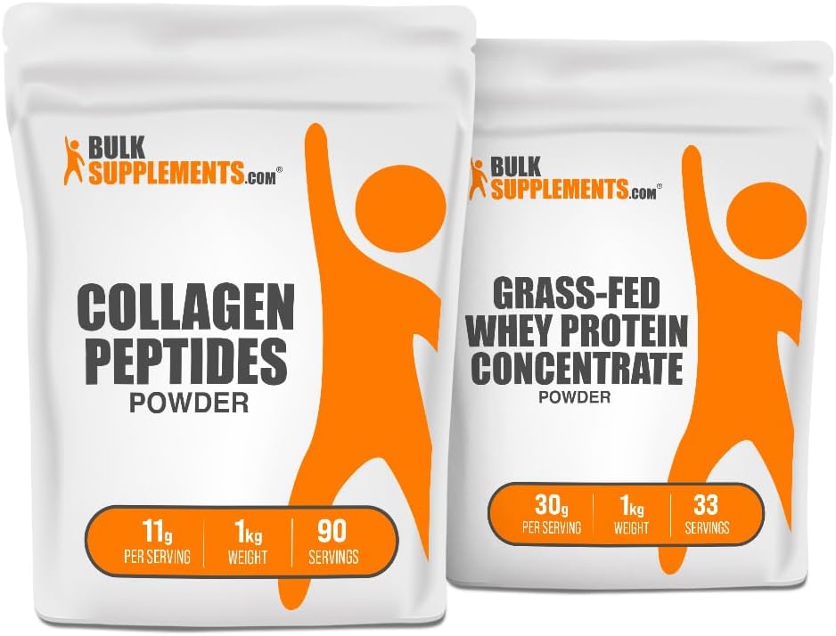 BulkSupplementsのコラーゲンのペプチッド1kg +草の餌の蛋白質は1kg束に集中します